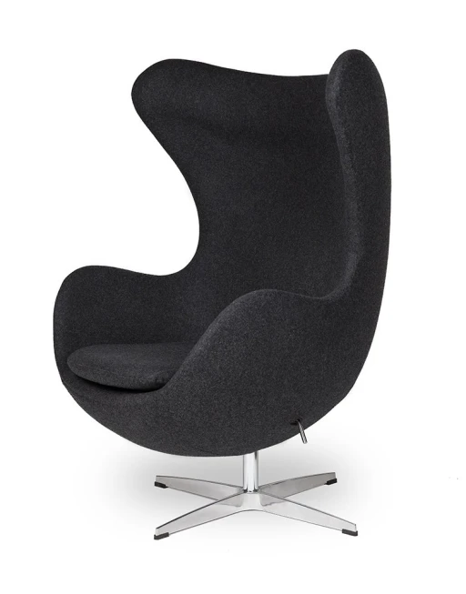 Fotel EGG CLASSIC ciemny szary.5 - wełna, podstawa aluminiowa