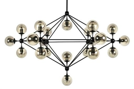 Lampa wisząca PLANETARIO 21 czarna - klosze bursztynowe