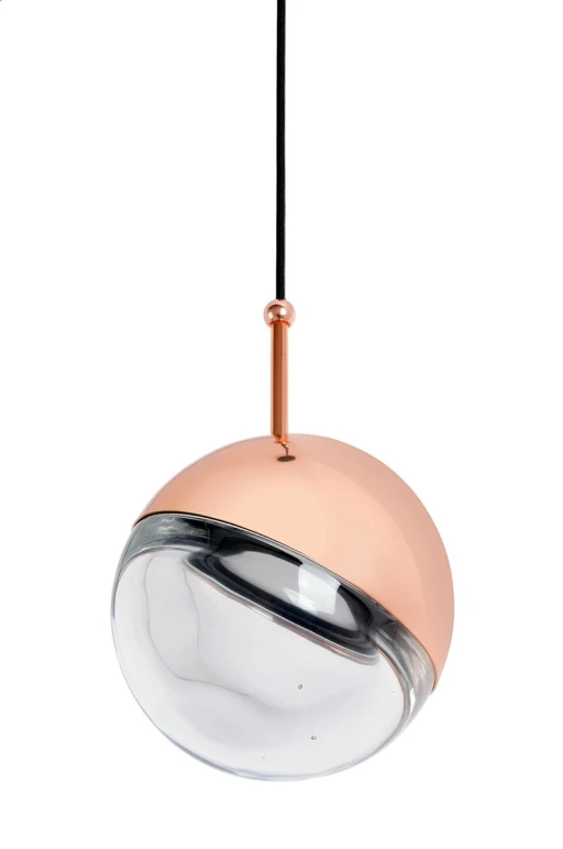 Lampa wisząca HALF miedziana - szkło, aluminium